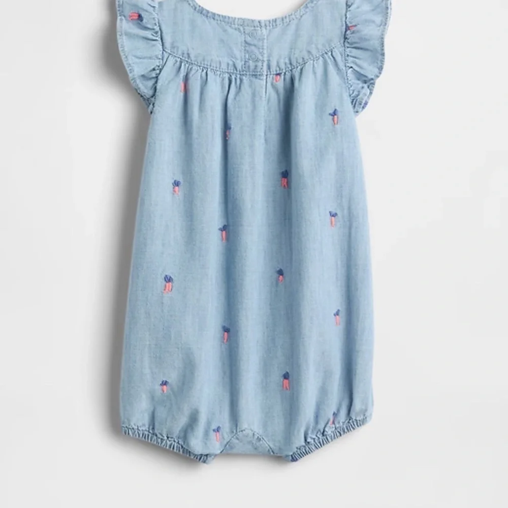 GAP Light Blue Bodysuit with Pink and Blue Embroidery romper. Peter rabbit